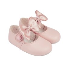 B750: Baby Girls Soft Soled Shoe- Dusty Pink (Shoe Sizes: 0-3)